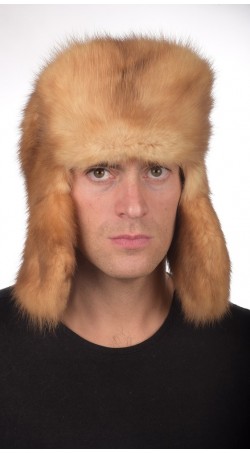 Sable fur hat russian style for men - Golden color